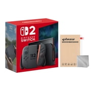 وحدة تحكم Nintendo Switch 2، شاشة تعمل باللمس HDR مقاس 7.9 بوصة و256 جيجابايت، Joy-Con 2 مع مستشعر الماوس، قاعدة تثبيت، مع قطعة قماش تنظيف من الألياف الدقيقة وواقي شاشة