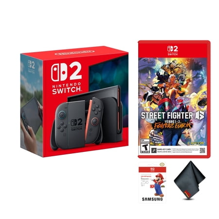 Nintendo Switch 2 Console, 256GB, 7.9 Inch 1080p HDR Screen, Joy-Con 2 Controllers, 4K TV Output + Samsung Memory Card 256GB + STREET FIGHTER 6 Year 1-2 Fighters Edition + More