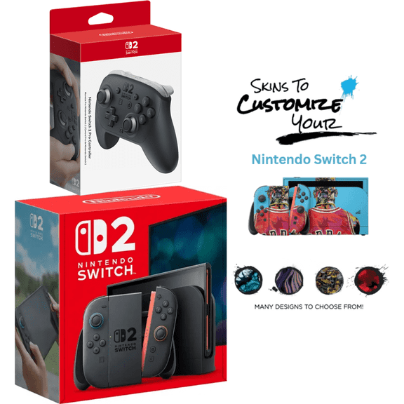 Nintendo Switch 2 Console Bundle with Pro Controller + MightySkins Customization Voucher