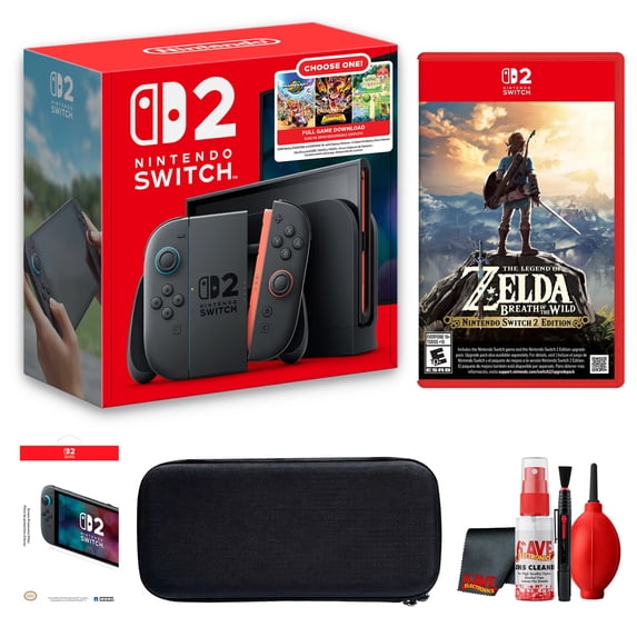 Nintendo Switch 2 Console + The Legend of Zelda: Breath of the Wild Game Bundle | Includes Screen Protector + Case + Cleaning Kit