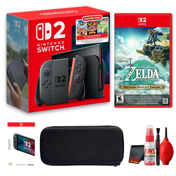 Nintendo Switch 2 Console + The Legend of Zelda: Tears of the Kingdom Game Bundle | Includes Screen Protector + Case + Cleaning Kit
