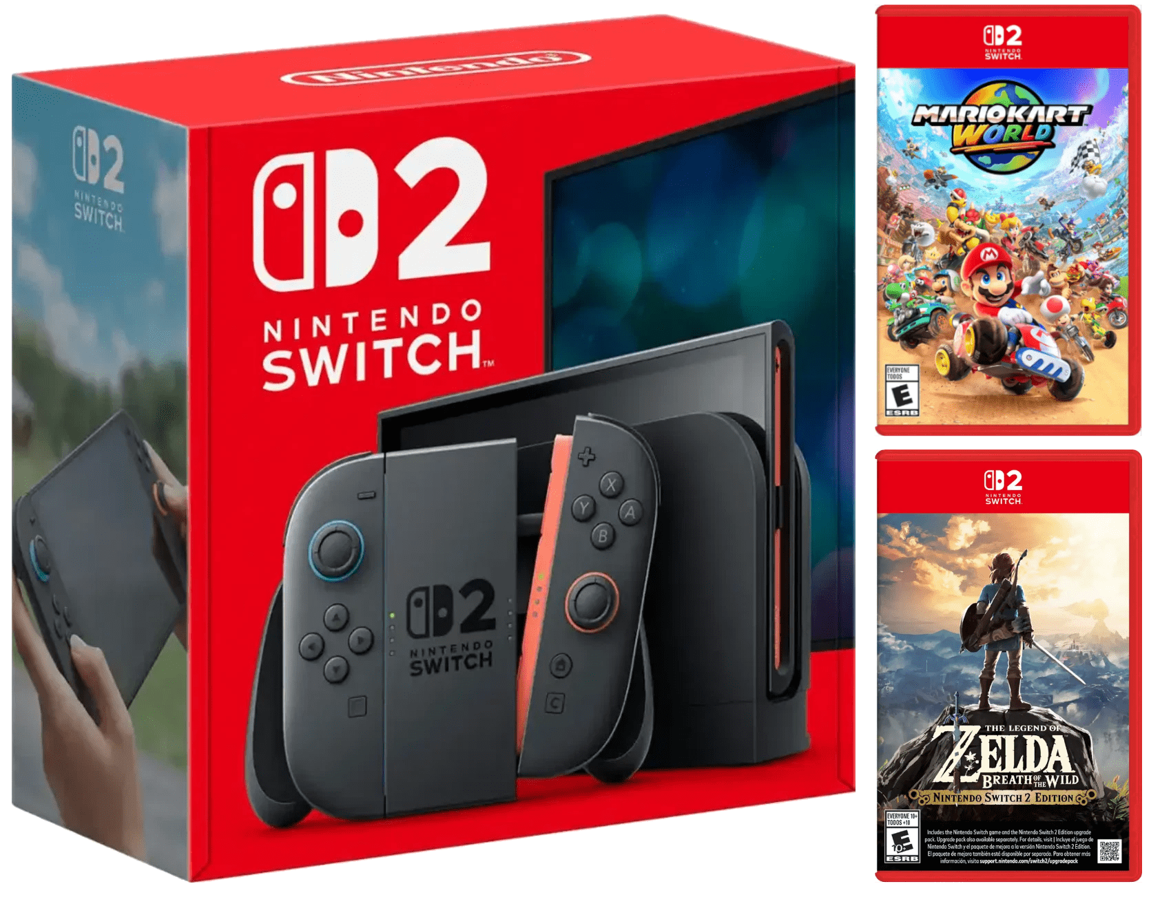 Nintendo Switch 2 Console with Mario Kart World & The Legend of Zelda: Breath of The Wild