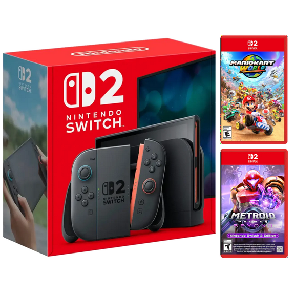 Nintendo Switch 2 Console with Mario Kart World and Metroid Prime 4 Game Bundle