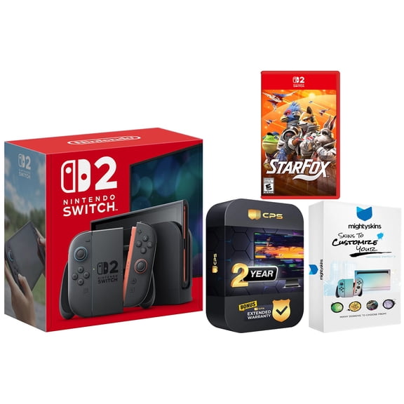Nintendo Switch 2 Console with Star Fox Game, MightySkins and 2 Year Extended Warranty Bundle
