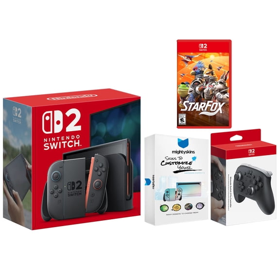 Nintendo Switch 2 Console with Star Fox Game, Pro Controller and MightySkins Bundle