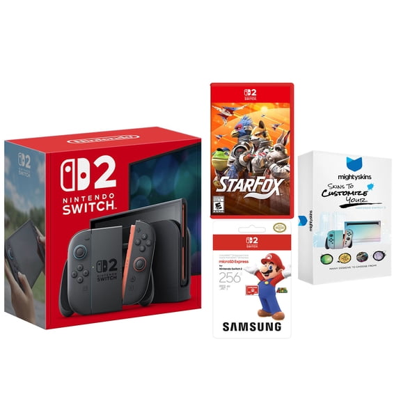 Nintendo Switch 2 Console with Star Fox Game and 256GB microSD Express Card and MightySkins Bundle