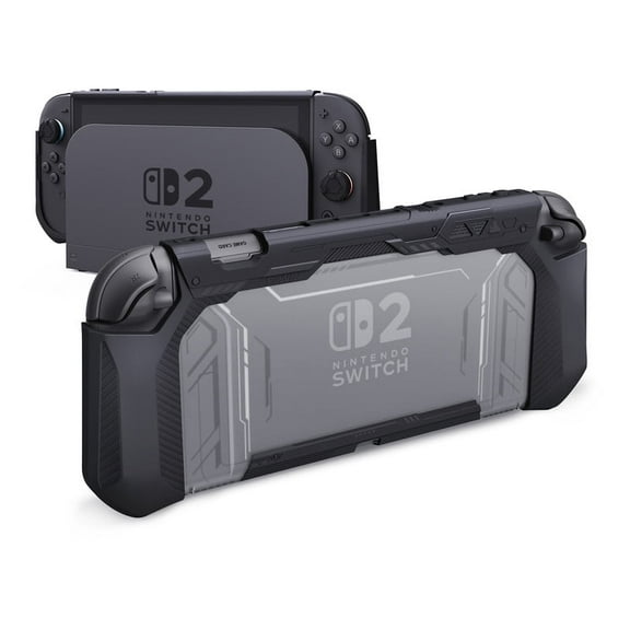 Nintendo Switch 2 Dockable Case - PlayVital METEOR TPU Grip Cover w/ Anti-Slip Thumb Grips (Black)