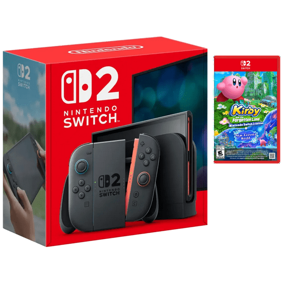 Nintendo Switch 2 Gaming Console with Kirby forgotten Lands and Screen Protector Bundle