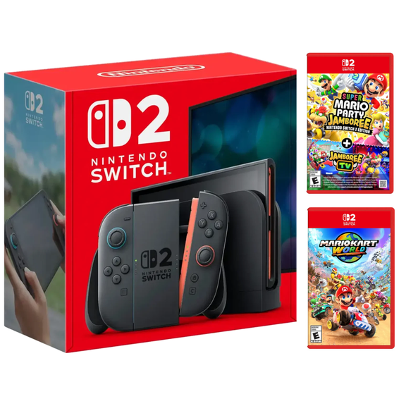 Nintendo Switch 2 Gaming Console with Mario Kart World & Super Mario Party Jamboree