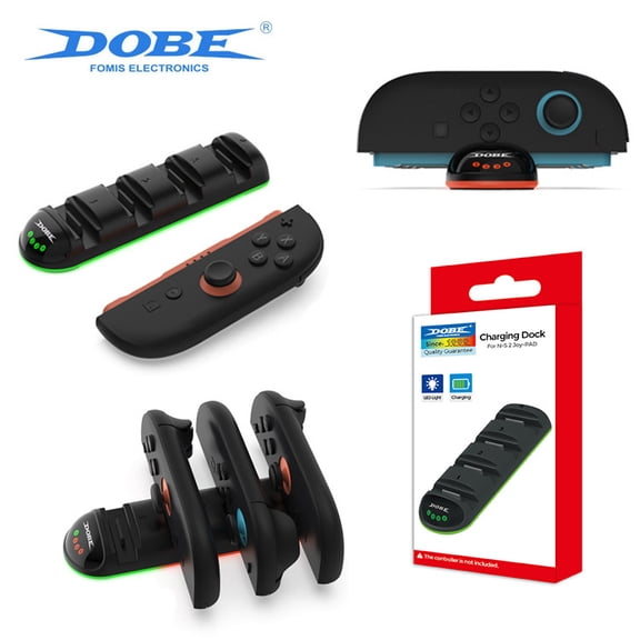 Nintendo Switch 2 Joy-Con 4-in-1 Charging Dock - LED Display Lights, Fast Charging for 4 Left/Right Mini Controllers Simultaneously, Compact Anti-Slip Base, Compatible with Switch 2/OLED Joy-Cons