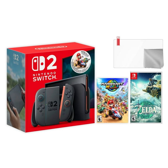 Nintendo Switch 2 Mario Kart World Bundle 256GB 7.9-Inch 1080P Screen, Joy-Con 2 with Mouse Sensor, Dock, with The Legend of Zelda: Tears of the Kingdom NS1 Game & Microfiber Cloth & Screen Protector