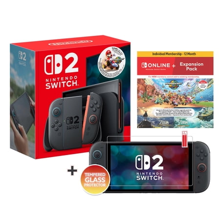 Nintendo Switch 2 Mario Kart World Bundle 256GB 7.9-Inch 1080P Screen, Joy-Con 2 with Mouse Sensor, Dock, with Nintendo Switch Online 12 Month + Expansion Pack & Screen Protector