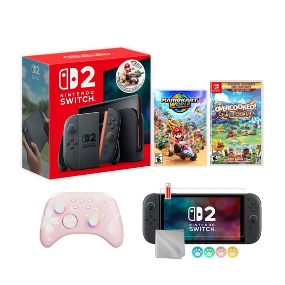 Nintendo Switch 2 Mario Kart World Bundle 256GB 7.9-Inch 1080P Screen, Joy-Con 2 with Mouse Sensor, Dock, with Overcooked! All You Can Eat And Mytrix Wireless Switch Pro Controller & Accessories