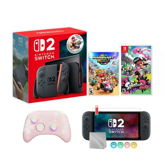 Nintendo Switch 2 Mario Kart World Bundle 256GB 7.9-Inch 1080P Screen, Joy-Con 2 with Mouse Sensor, Dock, with Splatoon 2 And Mytrix Wireless Switch Pro Controller & Accessories