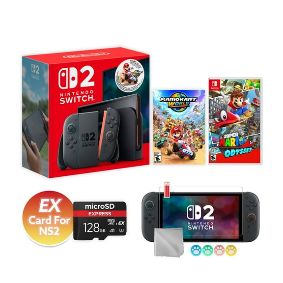 Nintendo Switch 2 Mario Kart World Bundle 256GB 7.9-Inch 1080P Screen, Joy-Con 2 with Mouse Sensor, Dock, with Super Mario Odyssey And Mytrix Accessories