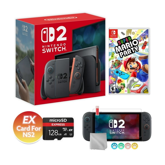 Nintendo Switch 2 Mario Kart World Bundle 256GB 7.9-Inch 1080P Screen, Joy-Con 2 with Mouse Sensor, Dock, with Super Mario Party And Mytrix Wireless Pro Controller & Accessories