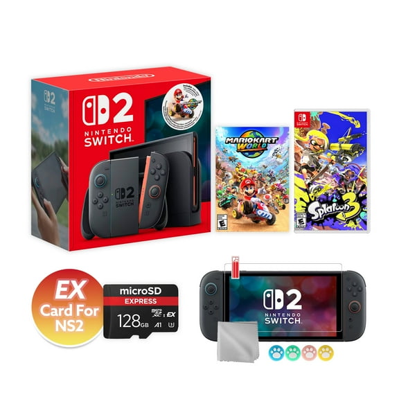 Nintendo Switch 2 Mario Kart World Bundle 256GB 7.9-Inch 1080P Screen, Joy-Con 2 with Mouse Sensor, Dock, with Splatoon 3 And Mytrix Accessories