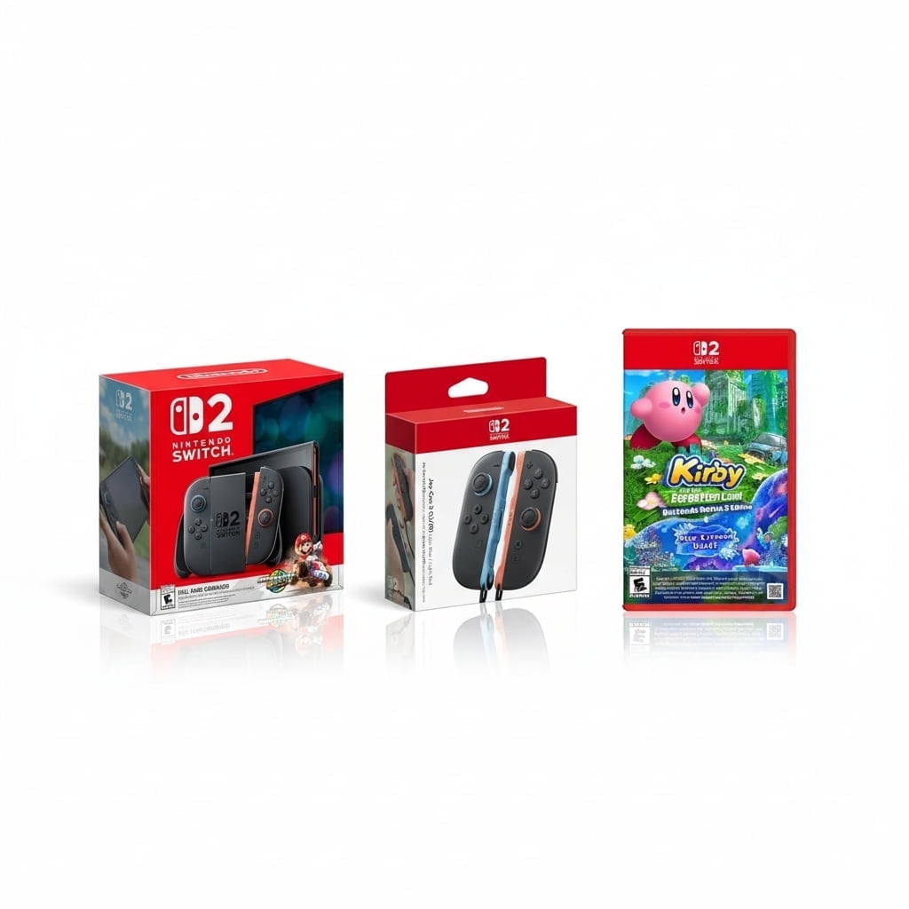 Nintendo Switch 2 Mario Kart World Bundle + Nintendo Joy-Con 2 Controllers+ Kirby and the Forgotten Land Nintendo Switch 2 Edition + Star-Crossed World
