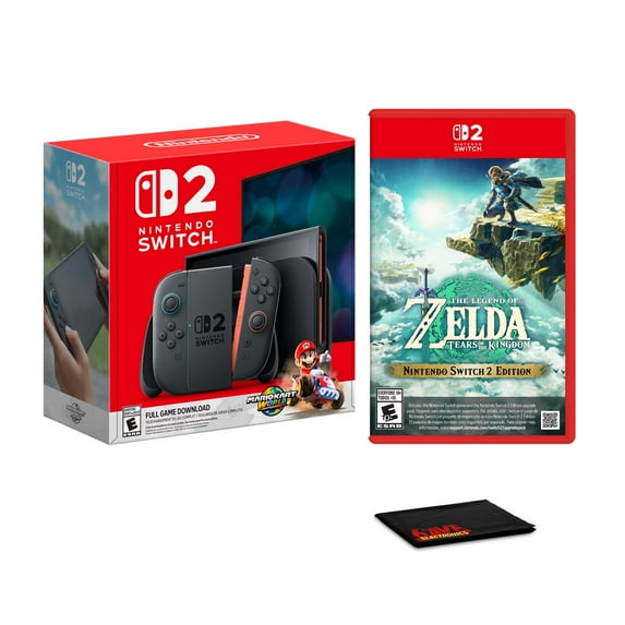 Nintendo Switch 2, Mario Kart World Bundle + Nintnedo The Legend of Zelda: Tears of the Kingdom+ Microfiber Cleaning Cloth