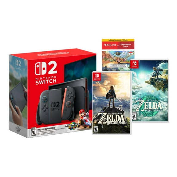 Nintendo Switch 2 Mario Kart World Bundle + Tears of the Kingdom + Breath of the Wild + Expansion Pass Bundle