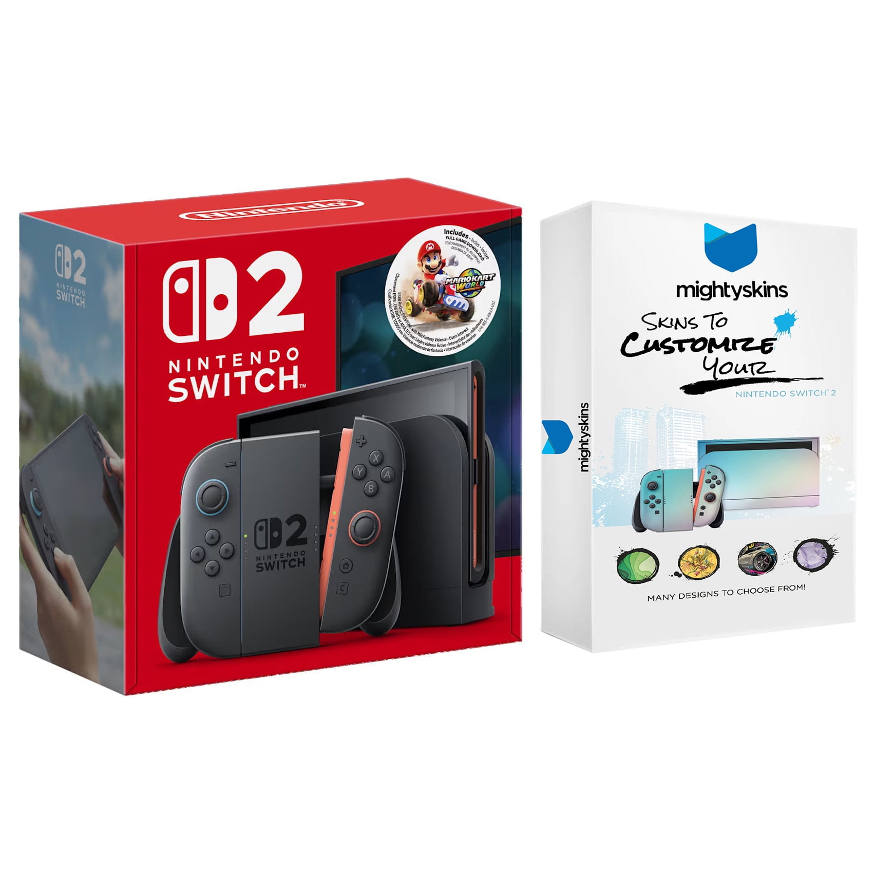 Nintendo Switch 2 Mario Kart World Bundle with MightySkins Code