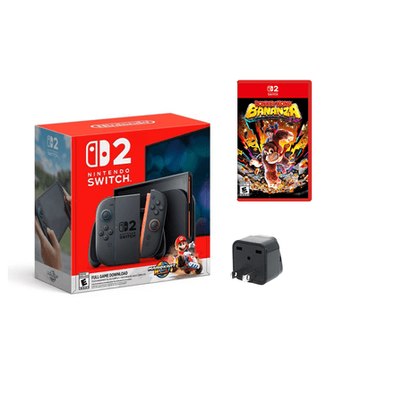 Nintendo Switch 2 + Mario Kart™ World + Donkey Kong™ Bananza Bundle + Travel Adapter- International Version
