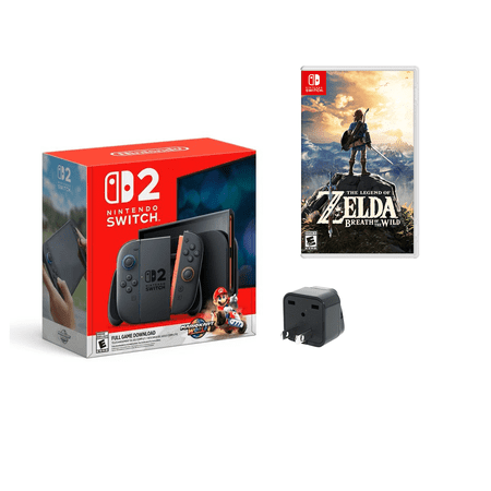 Nintendo Switch 2 + Mario Kart™ World + The Legend of Zelda: Breath of the Wild Bundle + Travel Adapter- International Version