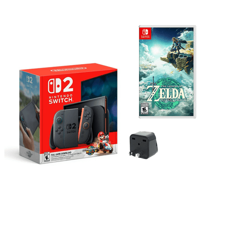 Nintendo Switch 2 + Mario Kart™ World + The Legend of Zelda: Tears of the Kingdom Bundle+ Travel Adapter- International Version