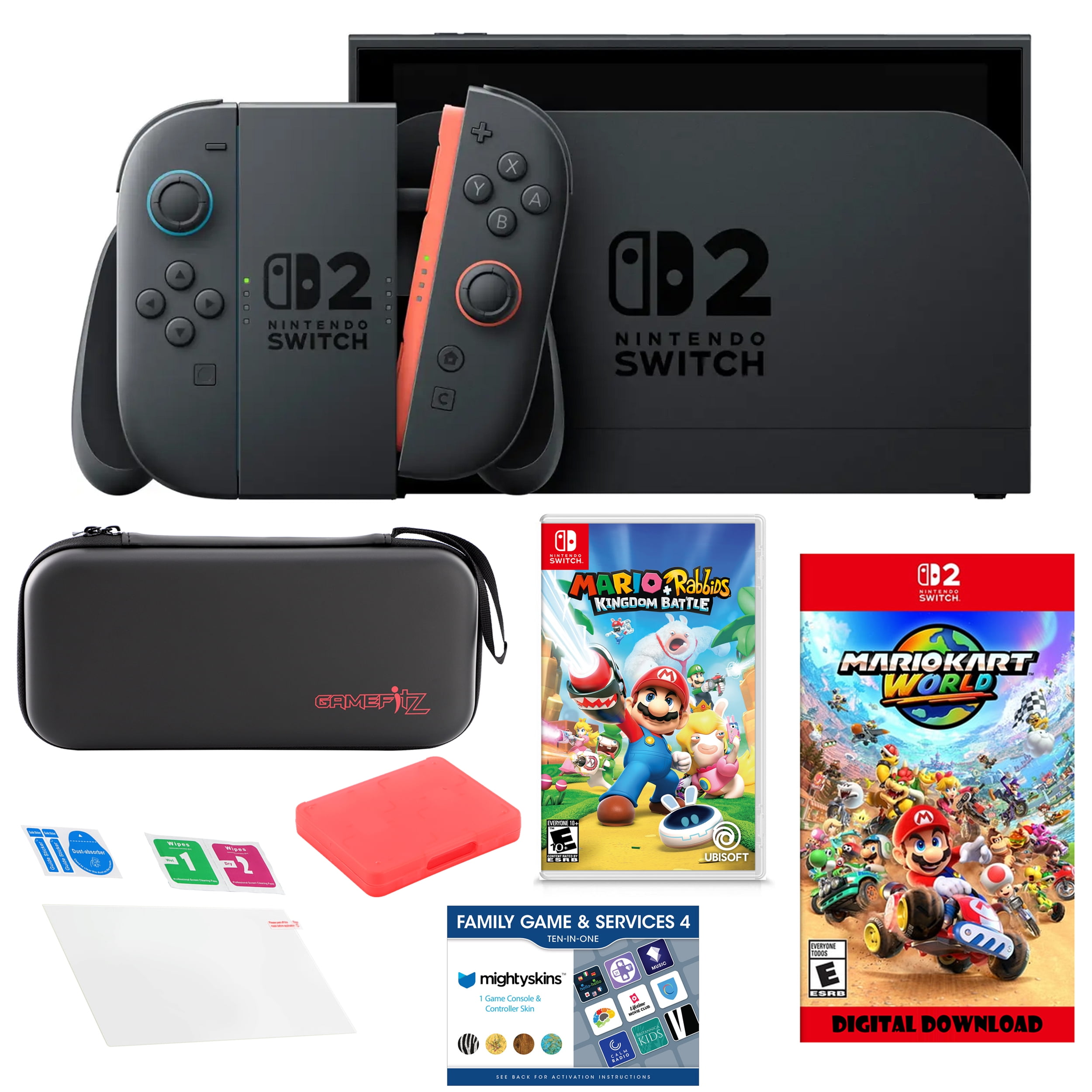 Nintendo Switch 2 MarioKart with Mario Rabbids, Accessories Kit & Voucher