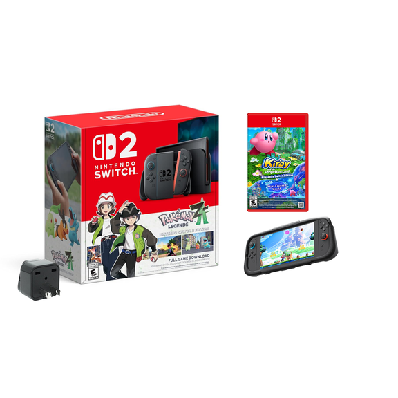 Nintendo Switch™ 2 + Pokémon™ Legends: Z-A - Nintendo Switch™ 2 Edition Bundle + Kirby and The Forgotten Land with Universal Travel Adapter – International Version