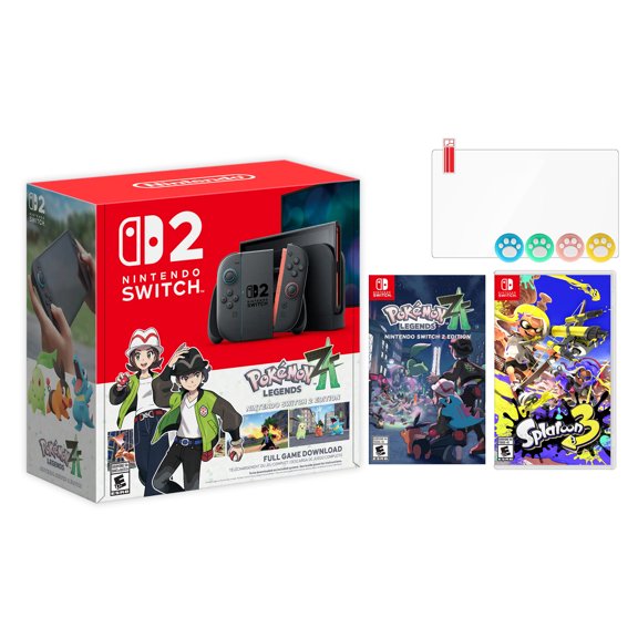 Nintendo Switch 2 Pokemon Legends: Z-A Bundle 256GB 7.9-Inch 1080P Screen, Joy-Con 2 with Mouse Sensor, Dock, with Splatoon 3 NS1 Game And Mytrix Joystick Caps & Screen Protector