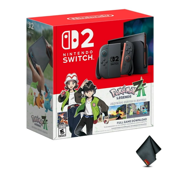 Nintendo Switch 2 with Pokemon Legends Z-A Edition Game Bundle, 256GB Console, 7.9 Inch Screen, Joy-Con 2 Controllers, 4K TV Output + Microfiber Cleaning Cloth
