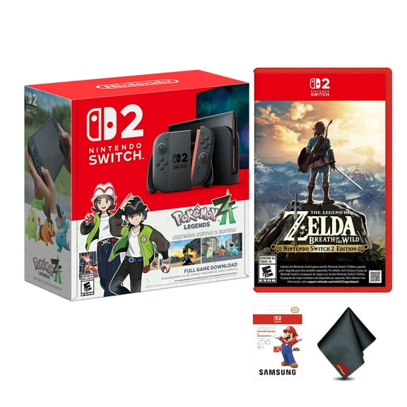 Nintendo Switch 2 with Pokemon Legends Z-A Edition Game Bundle, 256GB Console, Joy-Con 2 Controllers, 4K TV Output + Samsung microSD Express Card – 256GB + The Legend of Zelda: Breath of the Wild