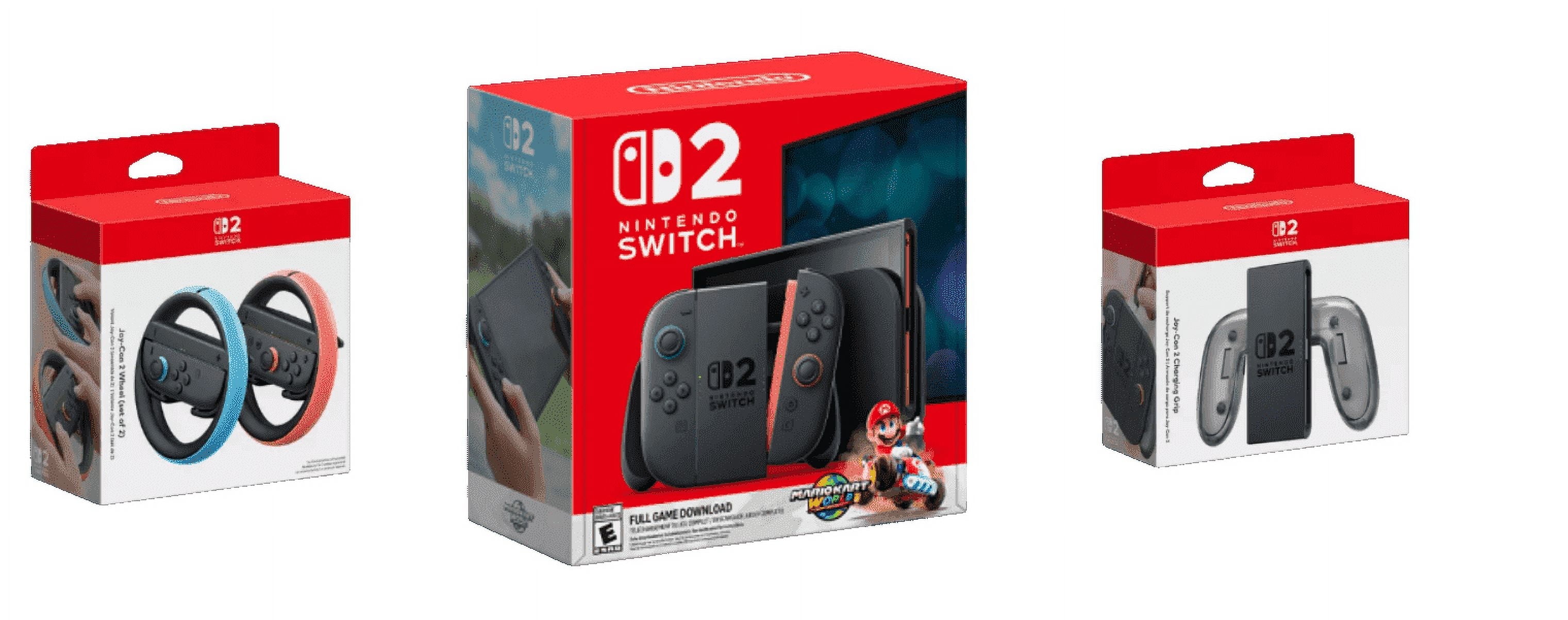 Nintendo Switch 2 + Mario Kart World Bundle + Joy-Con 2 Wheels + Joy-Con Charging Grip!