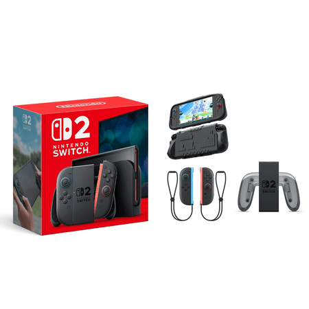Nintendo Switch 2 System + Joy-Con 2 (L)/(R) Light Blue/Light Red + Travel Adapter Plug Universal – International Version