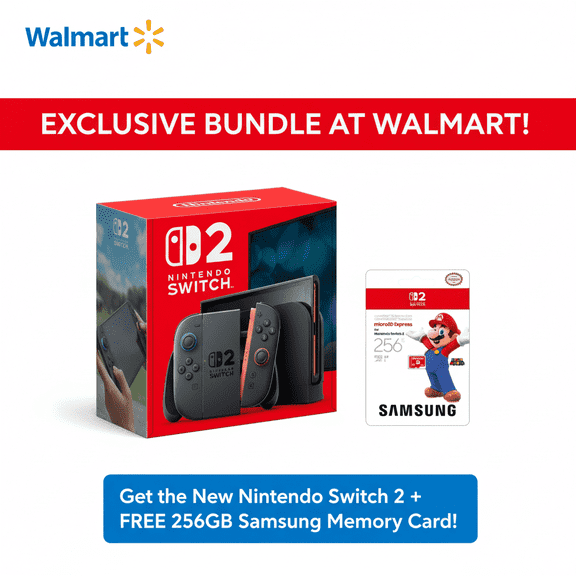 Nintendo Switch 2 System + Universal Travel Adapter Plug + Samsung microSD Express Memory Card – 256GB - International Version