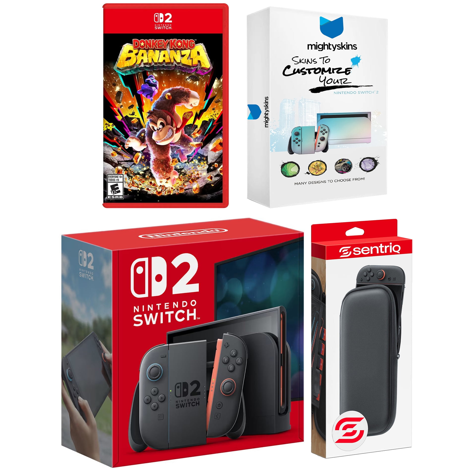 Nintendo Switch 2 Video Game Console with Donkey Kong Bananza, MightySkins Code and Protective Case Bundle