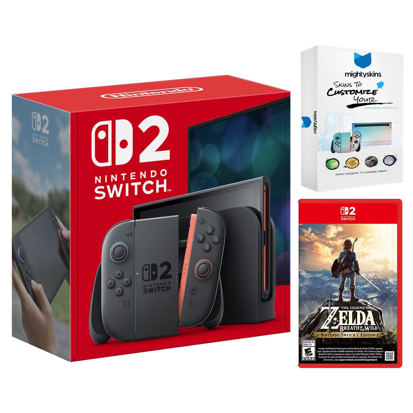 Nintendo Switch 2 Video Game Console with Legend of Zelda Breath of the Wild and MightySkins Code Bundle