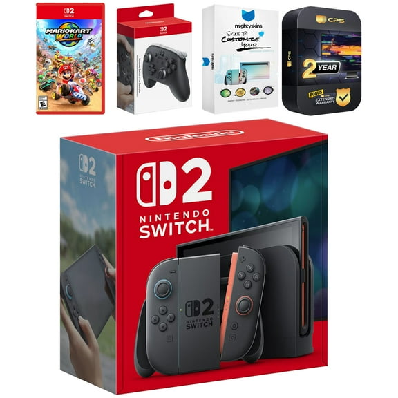 Nintendo Switch 2 Video Game Console with Pro Controller, MightySkins Code and 2 CPS Year Extended Warranty