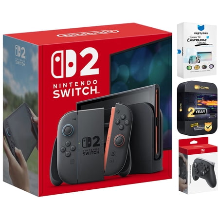 Nintendo Switch 2 Video Game Console with Pro Controller, MightySkins Code and 2 CPS Year Extended Warranty