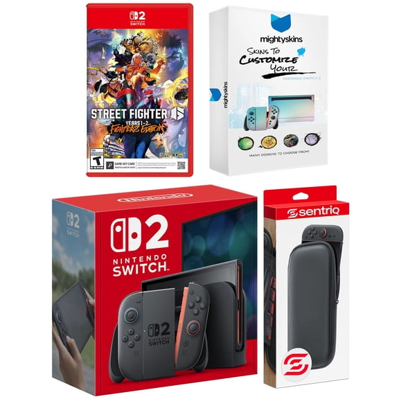 Nintendo Switch 2 Video Game Console with Street Fighter 6 and MightySkins Code Bundle