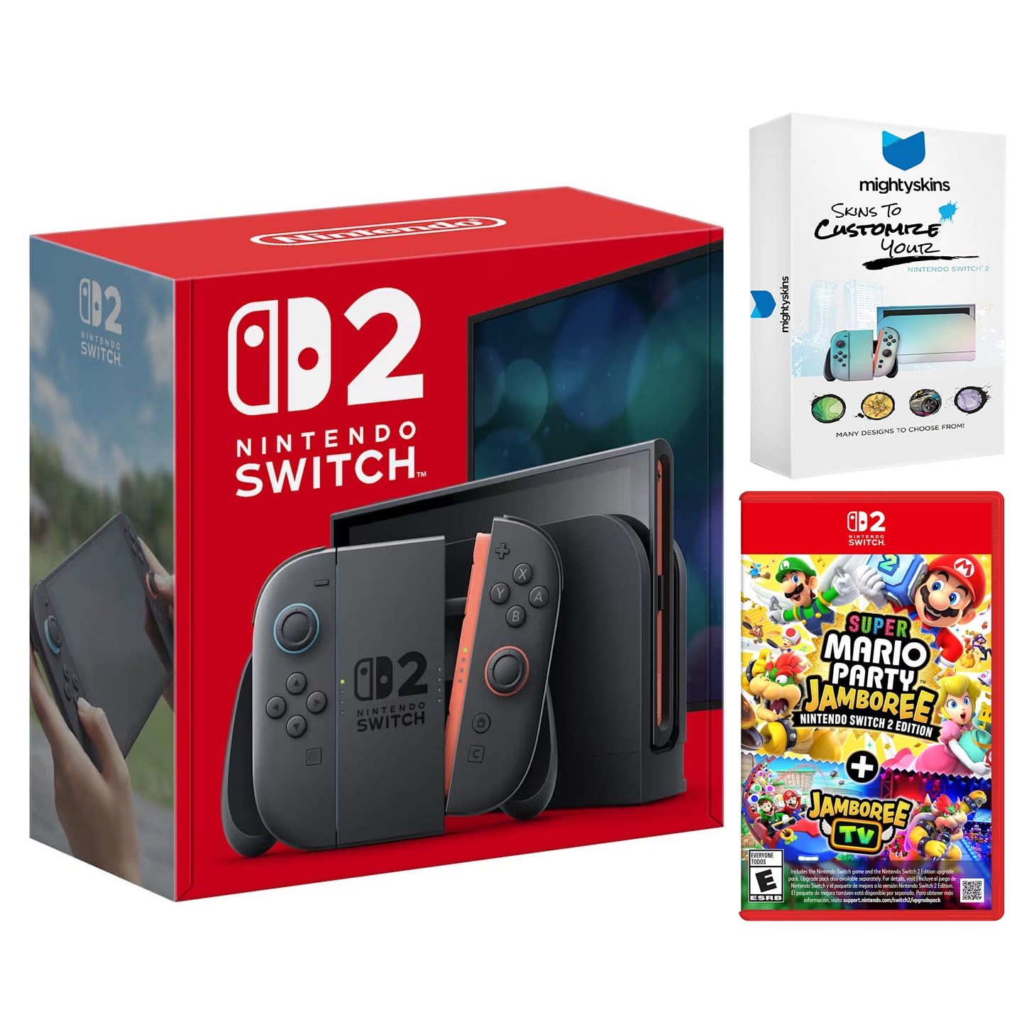 Nintendo Switch 2 Video Game Console with Super Mario Party Jamboree and MightySkins Code Bundle