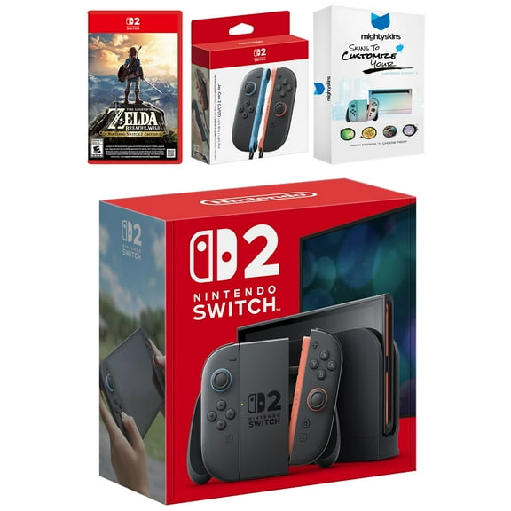 Nintendo Switch 2 Video Game Console with Zelda Breath of the Wild, Extra Joy-Cons and MightySkins Code Bundle