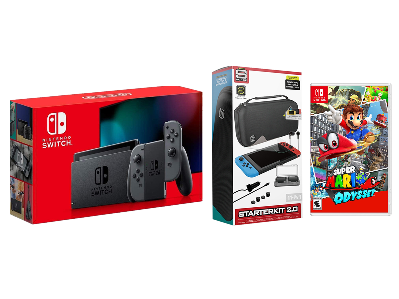 Nintendo Switch 32GB Console Gray Joy-Con Bundle with Surge