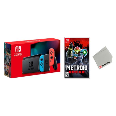 Nintendo Switch 32GB Console Neon Joy-Con Bundle with Metroid Dread Game - Import with US Plug