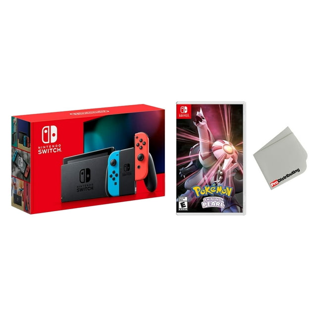 Nintendo Switch 32GB Console Neon Joy-Con Bundle with Pokemon Shining Pearl Game - Import with US Plug