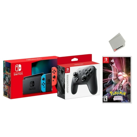 Nintendo Switch 32GB Console Neon Joy-Con Bundle with Wireless Pro Controller and Pokemon Shining Pearl Game - Import with US Plug