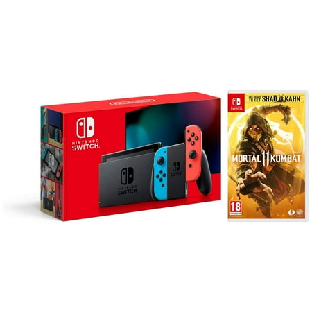 Nintendo Switch 32GB Console - Neon Joy-Con - New Version with Mortal Kombat 11 Bundle - Import with US Plug