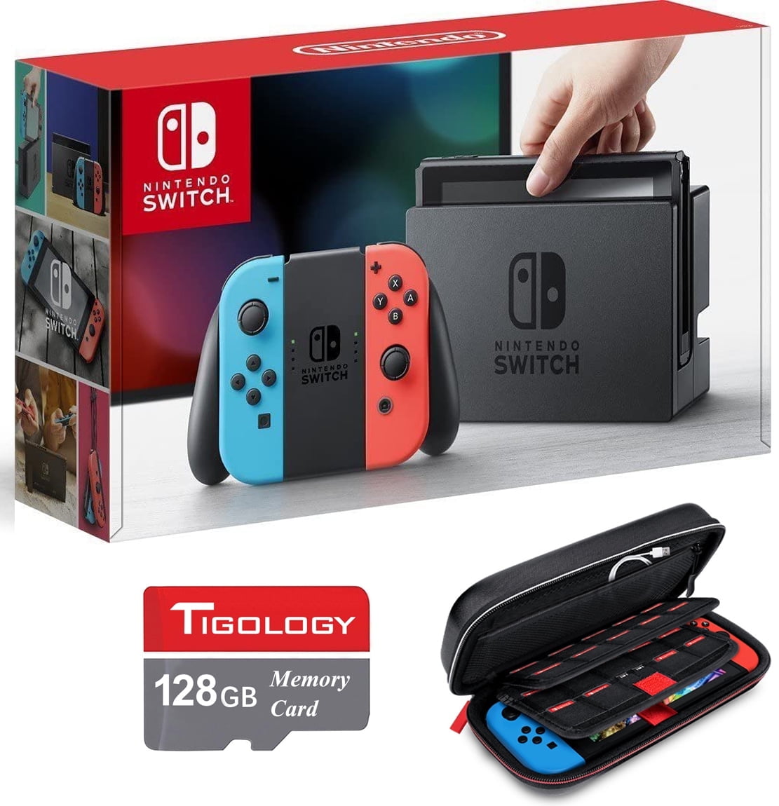 Nintendo Switch 32GB Console Video Games, Neon Red/Neon Blue Joy