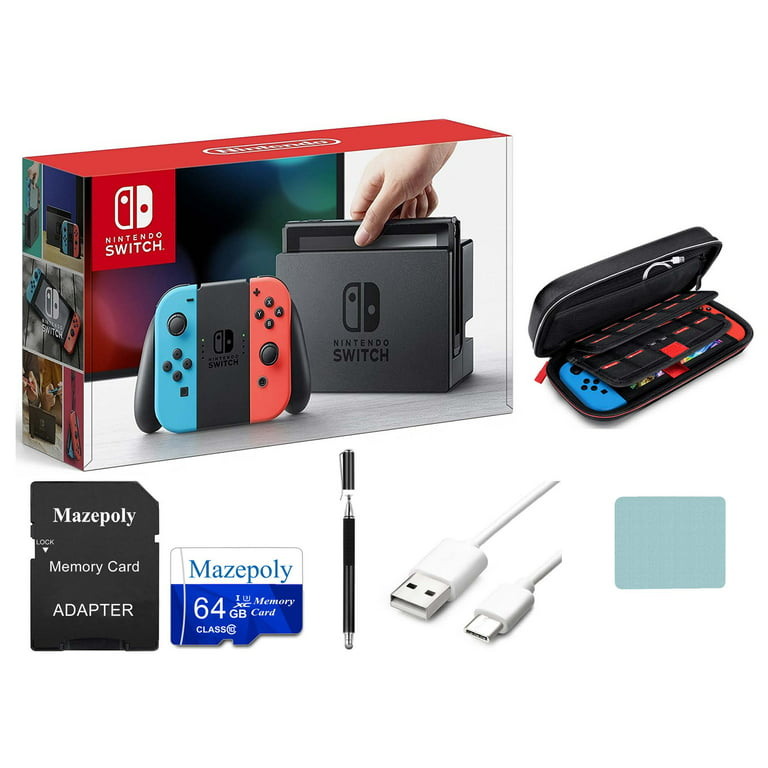 Nintendo Switch 32GB Console Video Games, Neon Red/Neon Blue Joy-Con with  Mazepoly Accessories 